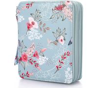 Trousse À Crayons,120 Crayons,Grande Capacité Et Support,Pour L'école,Le Bureau,Les Voyages,Cadeau Pour La Famille Et Les Amis,Motif Floral Et Oiseau,Bleu Clair,Bleu,Fashion