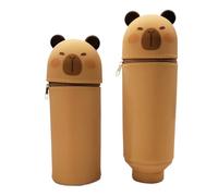 Trousse À Crayons,2 En 1 Trousse À Crayons En Silicone Souple,legami Pens,Kawaii Table Pen Holder, Soft Silicone School Pencil Case Zipper Closure, Retractable Capacity Pen Holder, H 19.8 Cm ,o