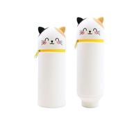 Trousse À Crayons,2 En 1 Trousse À Crayons En Silicone Souple,legami Pens,Kawaii Table Pen Holder, Soft Silicone School Pencil Case Zipper Closure, Retractable Capacity Pen Holder, H 19.8 Cm ,c
