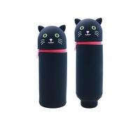 Trousse À Crayons,2 En 1 Trousse À Crayons En Silicone Souple,legami Pens,Kawaii Table Pen Holder, Soft Silicone School Pencil Case Zipper Closure, Retractable Capacity Pen Holder, H 19.8 Cm ,g