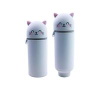 Trousse À Crayons,2 En 1 Trousse À Crayons En Silicone Souple,legami Pens,Kawaii Table Pen Holder, Soft Silicone School Pencil Case Zipper Closure, Retractable Capacity Pen Holder, H 19.8 Cm ,b