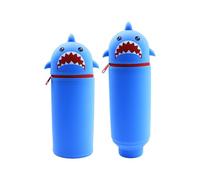Trousse À Crayons,2 En 1 Trousse À Crayons En Silicone Souple,legami Pens,Kawaii Table Pen Holder, Soft Silicone School Pencil Case Zipper Closure, Retractable Capacity Pen Holder, H 19.8 Cm ,a