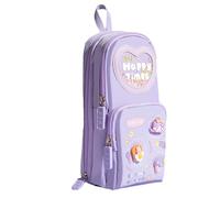 Trousse à crayons - 21 x 9,5 x 6,5 cm - Mini trousse à crayons avec six compartiments - Organiseur de papeterie étanche à trois couches - Pour l'école, le bureau et une utilisation quotidienne, Cone