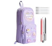 Trousse à crayons - 21 x 9,5 x 6,5 cm - Mini trousse à crayons avec six compartiments - Organiseur de papeterie étanche à trois couches - Pour l'école, le bureau et une utilisation quotidienne, Ice