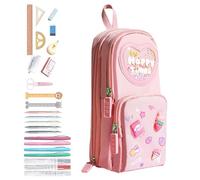 Trousse à crayons - 21 x 9,5 x 6,5 cm - Mini trousse à crayons avec six compartiments - Organiseur de papeterie étanche à trois couches - Pour l'école, le bureau et une utilisation quotidienne, Lapin