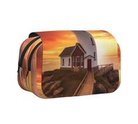 Trousse à crayons 3D avec 2 compartiments, grande capacité, organiseur de papeterie portable pour l'école, les voyages et l'art, sunset, Taille unique, Cartable
