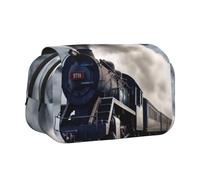 Trousse à crayons 3D avec 2 compartiments, grande capacité, organiseur de papeterie portable pour l'école, les voyages et l'art, Train vapeur nuages, Taille unique, Cartable