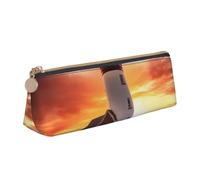 Trousse à crayons 3D avec fermeture éclair et imprimé aigle chauve - En cuir PVC - Triangle - Trousse de maquillage - Pochette à stylos, sunset, Taille unique, Cartable