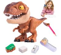 Trousse à crayons 5 en 1 en forme de dinosaure, comprenant une règle, un taille-crayon, une machine à relier, gomme, des fournitures de jouets dinosaures pour garçons et filles étudiant