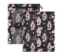 Trousse à crayons à 3 trous pour classeur 2 pièces 9e anniversaire pour filles de 9 ans