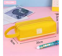 Trousse À Crayons À Double Fermeture Éclair,Sac À Crayons Portable Pour Étudiants,Sac De Rangement Anime Pour Enfants Filles,Fourniture De Papeterie Cadeau.Yellow Pencil Bag.