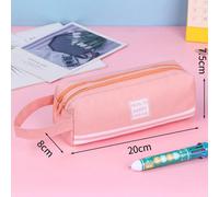 Trousse À Crayons À Double Fermeture Éclair,Sac À Crayons Portable Pour Étudiants,Sac De Rangement Anime Pour Enfants Filles,Fourniture De Papeterie Cadeau.Pink Pencil Bag.