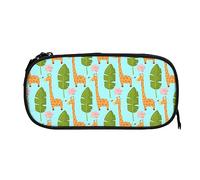 Trousse à crayons à motif de feuilles de girafe d'été, pochette de grande capacité, porte-stylo, sacs à crayons, boîte organisateur à fermeture éclair, sac de rangement de maquillage cosmétique