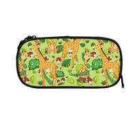 Trousse à crayons à motif de girafe et de champignon, pochette de grande capacité, porte-stylo, sacs à crayons, boîte organisateur à fermeture éclair, sac de rangement de maquillage cosmétique