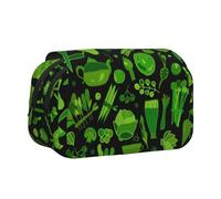 Trousse à Crayons à Motif de légumes Verts, Organiseur de Papeterie Portable à Double Couche