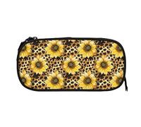 Trousse à crayons à motif de peau d'animal de tournesols léopard guépard pochette de grande capacité porte-stylo sacs à crayons boîte organisateur fermeture éclair sac de rangement de maquillage cosm