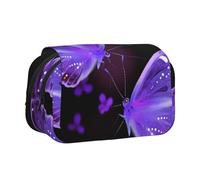 Trousse à crayons à rabat avec 2 compartiments, grande capacité, organiseur de papeterie portable pour l'école, les voyages et l'art, Beau papillon violet., Taille unique, Cartable