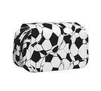 Trousse à crayons à rabat avec 2 compartiments, grande capacité, organiseur de papeterie portable pour l'école, les voyages et l'art, Motif ballon de football noir et blanc, Taille unique, Cartable
