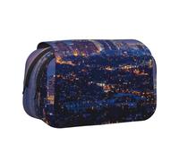 Trousse à crayons à rabat avec 2 compartiments, grande capacité, organiseur de papeterie portable pour l'école, les voyages et l'art, Los Angeles Skyline, Taille unique, Cartable