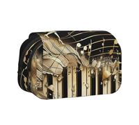 Trousse à crayons à rabat avec 2 compartiments, grande capacité, organiseur de papeterie portable pour l'école, les voyages et l'art, Note de musique, Taille unique, Cartable