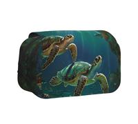 Trousse à crayons à rabat avec 2 compartiments, grande capacité, organiseur de papeterie portable pour l'école, les voyages et l'art, Tortues de mer., Taille unique, Cartable