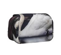 Trousse à crayons à rabat avec 2 compartiments, grande capacité, organiseur de papeterie portable pour l'école, les voyages et l'art, Cygne blanc., Taille unique, Cartable