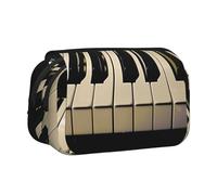 Trousse à crayons à rabat avec 2 compartiments, grande capacité, organiseur de papeterie portable pour l'école, les voyages et l'art, Touches de piano avec note de musique, Taille unique, Cartable