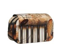 Trousse à crayons à rabat avec 2 compartiments, grande capacité, organiseur de papeterie portable pour l'école, les voyages et l'art, Notes de musique pour piano et violon, Taille unique, Cartable