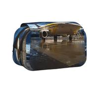 Trousse à crayons à rabat double couche en polyester durable pour 50 stylos Motif avion dans la lumière du soir Pour l'école, les voyages artistiques (imprimé intégral)