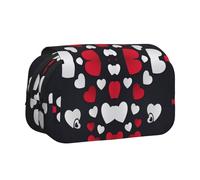 Trousse à crayons à rabat double couche « Happy Valentine's Day », grande capacité pour 50 stylos, support de papeterie en polyester durable pour l'école, les voyages artistiques (imprimé intégral)