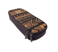 Trousse à crayons à rabat en cuir avec motif drapeau américain, étoiles, rayures - Organiseur multifonction pour l'école, le bureau et les voyages, Chiffon de boue africain tribal, Taille unique