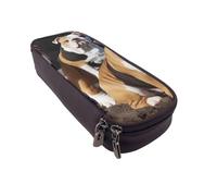 Trousse à crayons à rabat en cuir imprimé guitare - Organiseur multifonction pour l'école, le bureau et les voyages, Bulldogs anglais., Taille unique, Cartable