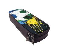 Trousse à crayons à rabat en cuir imprimé marbré coloré - Organiseur multifonction pour l'école, le bureau et les voyages, Ballon de football coloré., Taille unique, Cartable