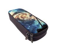 Trousse à crayons à rabat en cuir imprimé zèbre - Organiseur multifonction pour l'école, le bureau et les voyages, Télescope et galaxie spatiale, Taille unique, Cartable