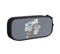 Trousse à crayons à suspendre motif koala mignon pour garçons et filles - Grande trousse à crayons avec fermeture éclair - Motif branche et fleur, Noir , 21x5x10.5cm, Trousse de maquillage