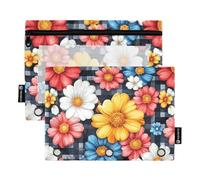 Trousse à crayons à trois anneaux avec fermeture éclair pour enfants Motif fleurs colorées, Fleurs colorées Buffalo, 1 sizex2