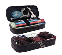 Trousse à crayons American Wastern Texas Star avec fermeture éclair - Grande capacité - Esthétique - Trousse à crayons portable - Trousse de maquillage pour bureau, Drapeau national américain avec