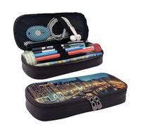 Trousse à crayons American Wastern Texas Star avec fermeture éclair - Grande capacité - Esthétique - Trousse à crayons portable - Trousse de maquillage pour bureau, Amsterdam Night View, Taille