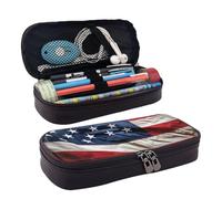 Trousse à crayons American Wastern Texas Star avec fermeture éclair - Grande capacité - Esthétique - Trousse à crayons portable - Trousse de maquillage pour bureau, drapeau des états-unis, Taille