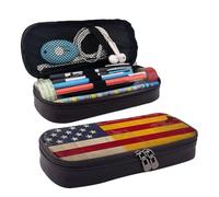 Trousse à crayons American Wastern Texas Star avec fermeture éclair - Grande capacité - Esthétique - Trousse à crayons portable - Trousse de maquillage pour bureau, Drapeau américain Espagne, Taille