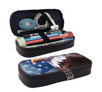 Trousse à crayons American Wastern Texas Star avec fermeture éclair - Grande capacité - Esthétique - Trousse à crayons portable - Trousse de maquillage pour bureau, American Eagle, Taille unique,