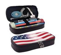 Trousse à crayons American Wastern Texas Star avec fermeture éclair - Grande capacité - Esthétique - Trousse à crayons portable - Trousse de maquillage pour bureau, Drapeau américain et étoiles,