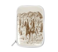 Trousse à crayons American Wild West Desert Cowboys - Trousse à crayons avec fermeture éclair - Pochette de voyage - Trousse de maquillage pour l'école - Pour filles et garçons, multicolore,
