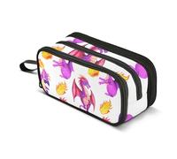 Trousse à crayons amusante avec fermeture éclair - Jolie pochette à crayons pour filles - Fournitures de rentrée scolaire - Dragons violets et blancs - 22,5 x 9 x 11 cm