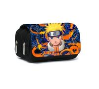 Trousse à Crayons Anime Naruto, Double Plumier Grande Capacité, Étui à Crayons Animé, Sac Papeterie Toile 2 Compartiments