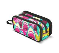 Trousse à crayons aquarelle dessin animé requins avec fermeture éclair - Grande pochette pour filles et salle de classe - Sac de rangement pour crayons japonais - Fournitures de rentrée scolaire