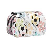 Trousse à Crayons Aquarelle Football Soccer, Organiseur de Papeterie Portable à Double Couche