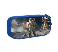 Trousse à crayons Astronaute Landing On The Moon - Fermeture éclair lisse - Grande trousse portable pour fournitures scolaires et maquillage, bleu, Taille unique, Trousse de beauté