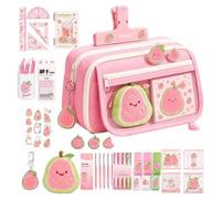 Trousse à crayons avec 9 compartiments et règle | Fournitures de papeterie mignonnes goyave pour filles, étudiants, études, prise de notes, écriture, école, université