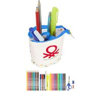 Trousse à crayons avec accessoires Benetton Topitos Blanc (8 x 19 x 6 cm) (32 pièces)
